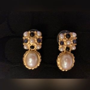 Earrings Pierced Drop Costume Pearls and gold